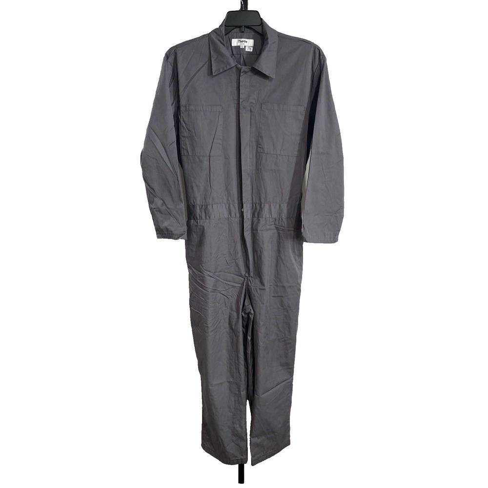 Toptie mens coveralls uniform suit GRAY mechanic work pants shirt MEDIUM EUC A7